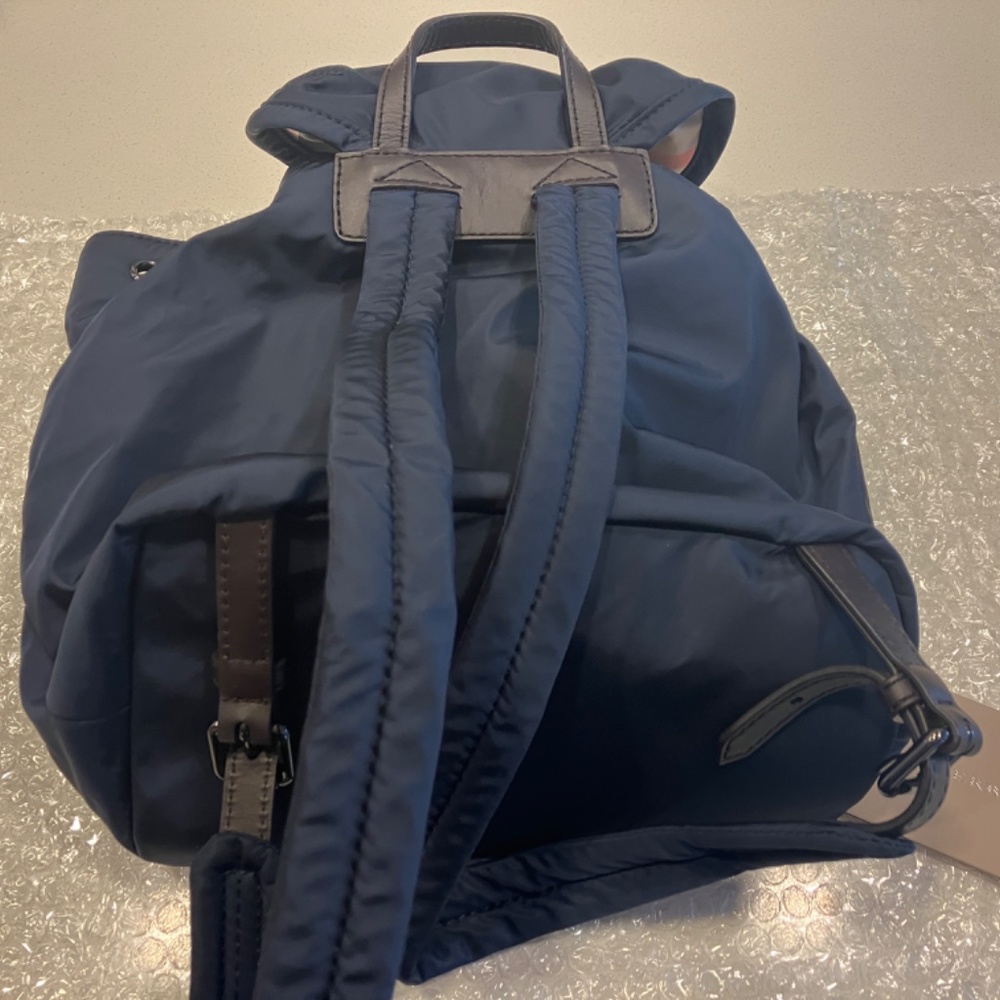 New!!! Burberry Nylon/Cloth Reversible Drawstring Backpack - Picture 6 of 7